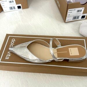 Beand new Dolce Vita Kanika low silver distressed leather flats.